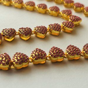 Fifth Avenue Strawberry Chain Necklace Gold Round Cut Red Zircon 18 inch